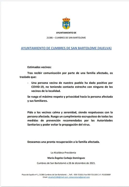 #Comunicado Covid-19
Desde la Alcaldía de este Ayuntamiento, queremos trasladar ...