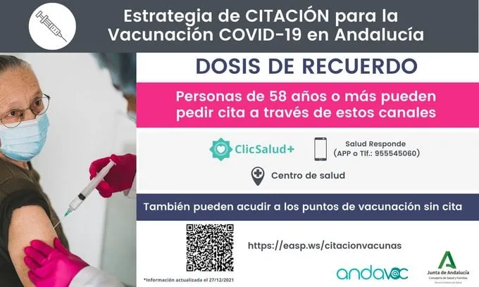 Las personas de 58 o más pueden vacunarse de la tercera dosis frente al #COVIDー...