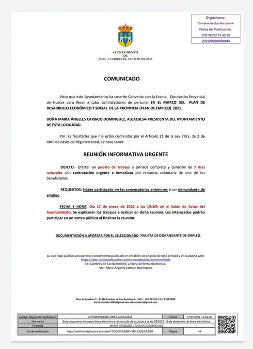 SE COMUNICA.
 REUNIÓN INFORMATIVA URGENTE
