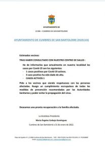 INFORMACIÓN COVID PERSONAS DADAS DE ALTA 3
 CASOS ACTIVOS 1
 DATOS OBTENIDOS DE ...