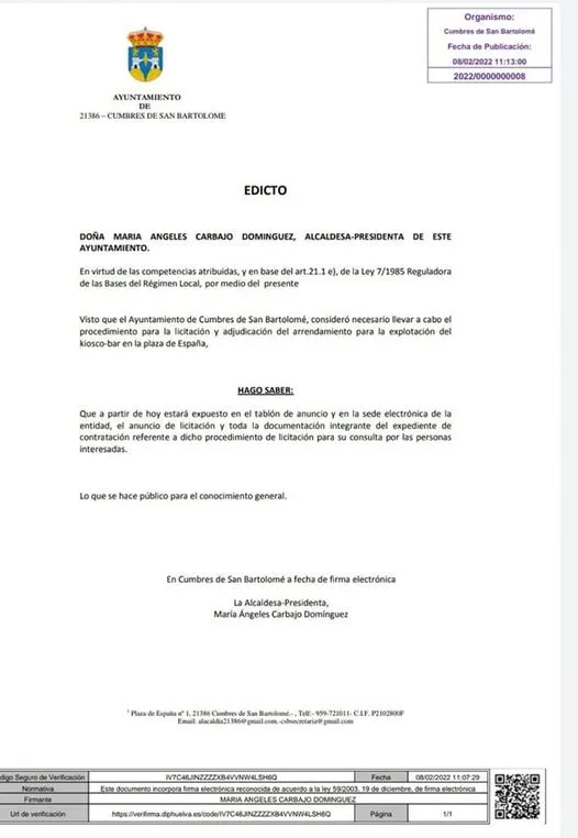 Se hace saber: Desde la Alcaldía de este Ayuntamiento se pone en conocimiento de...