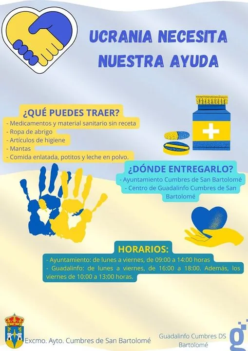 ¡¡¡AYUDA A UCRANIA!!!
Desde el Ayuntamiento de Cumbres de San Bartolomé.
Quere...