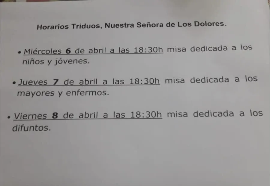 La Hermandad de Ntra Sra de los Dolores de Cumbres de San Bartolomé.
 Horario de...