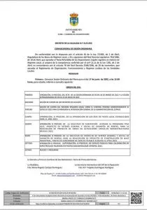 Convocatoria SesiĂłn Pleno Ordinario
ResoluciĂłn del Decreto de AlcaldĂa.