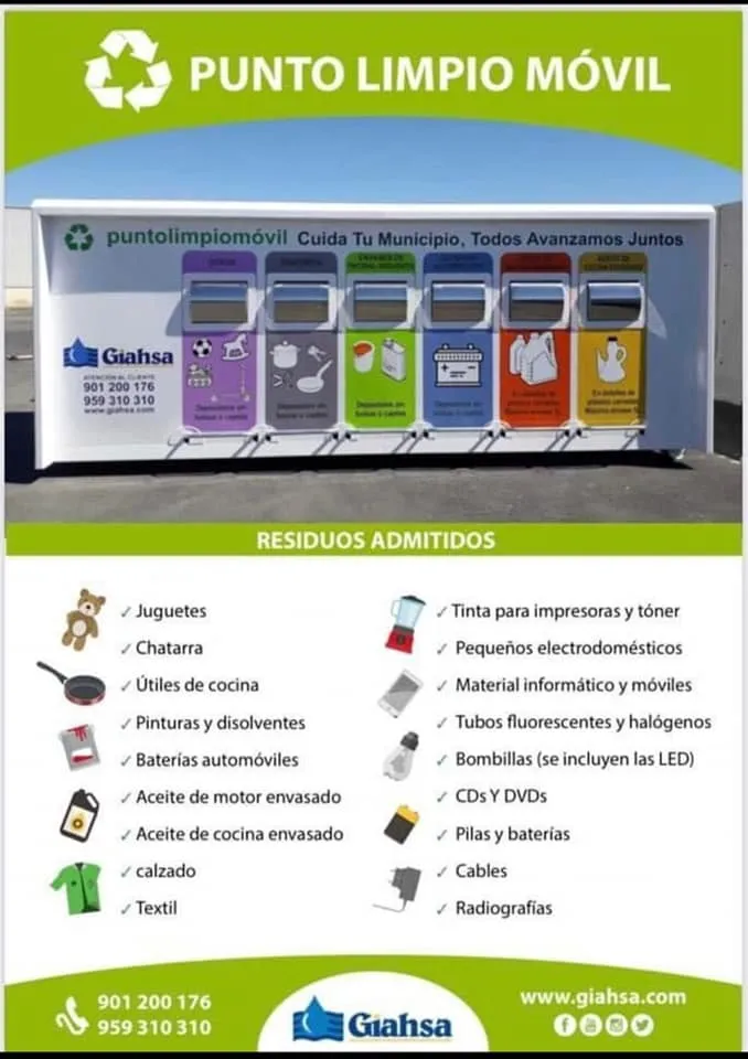 SE HACE SABER:
 Punto limpio:
 Lugar camino de LAS ERAS
  Instalación durante la...