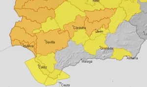#BuenosDías Este es el mapa de @AEMET_Andalucia  para hoy 
  Aviso naranja por ...