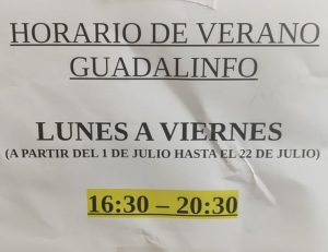 Horario Centro Guadalinfo Mes de Julio