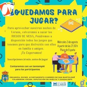 #VeranoCultural

  ¿QUEDAMOS PARA JUGAR?

 ¿TE GUSTAN LOS JUEGOS DE MESA?

El mi...