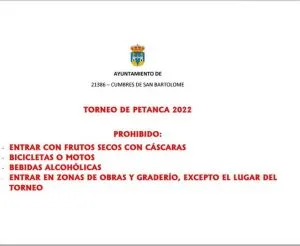 1 del Agosto al 5.
Torneo de Petanca
Lugar castillo-fortaleza
Os recordamos qu...