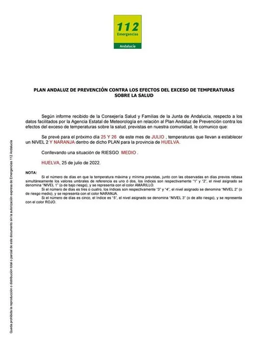 Aviso altas temperaturas