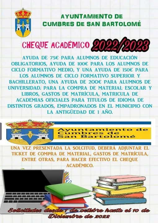 Se abre la convocatoria para becas municipales del programa “Calidad Educativa e...